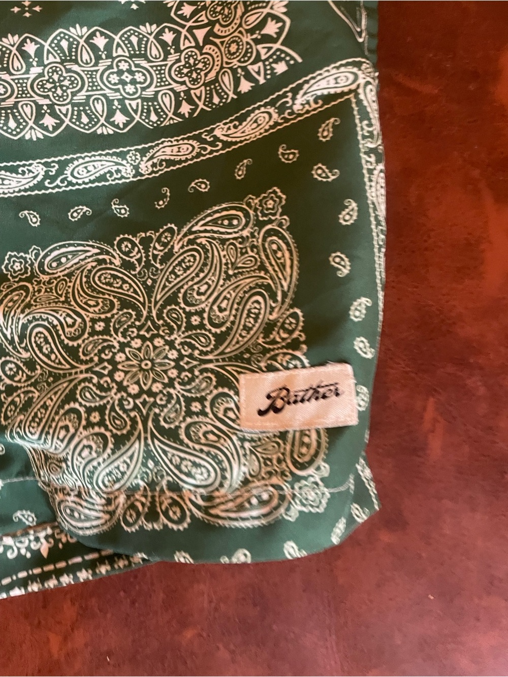 Bather small Men's Green Bandana Print Swim Trunks with Drawstring - Picture 4 of 8